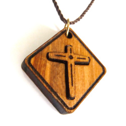 Wooden Cross Pendant 