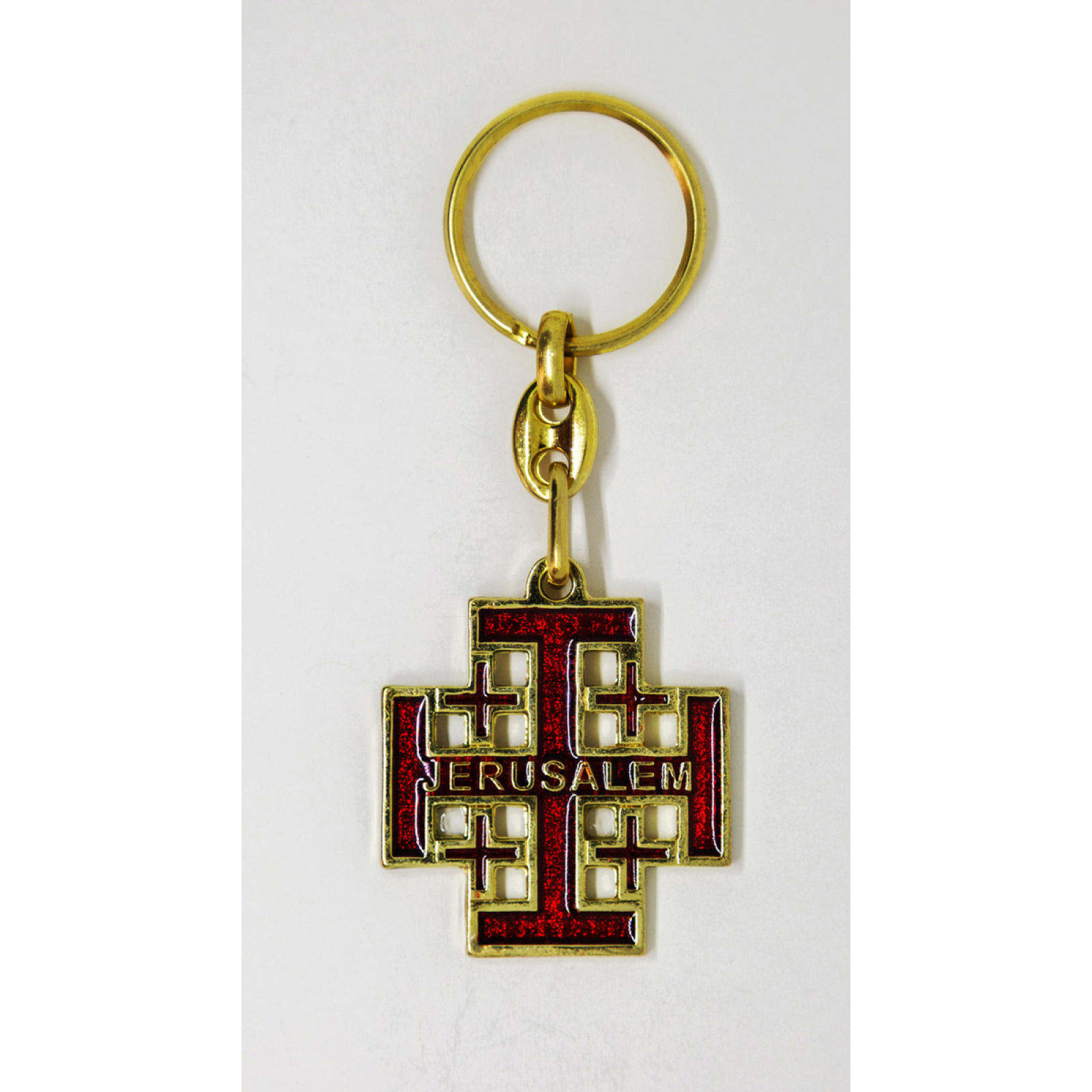 Enamel Jerusalem Cross keychain