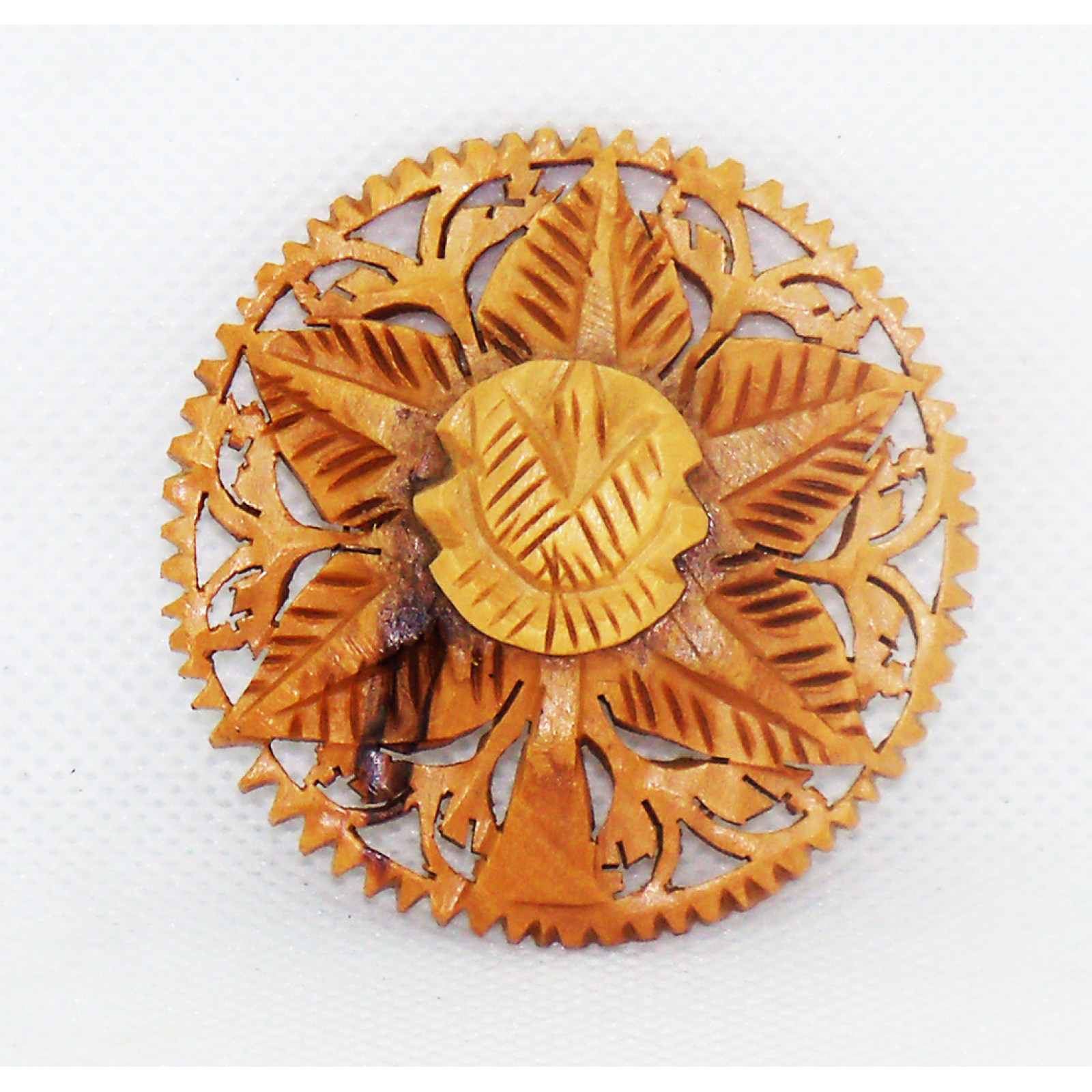 Wooden Sun flower brooch