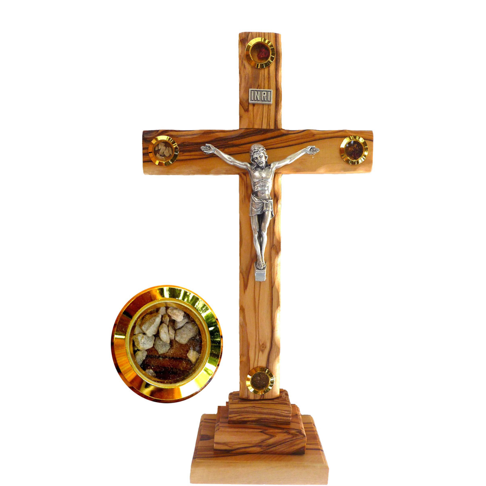 Olive wood large standing crucifix